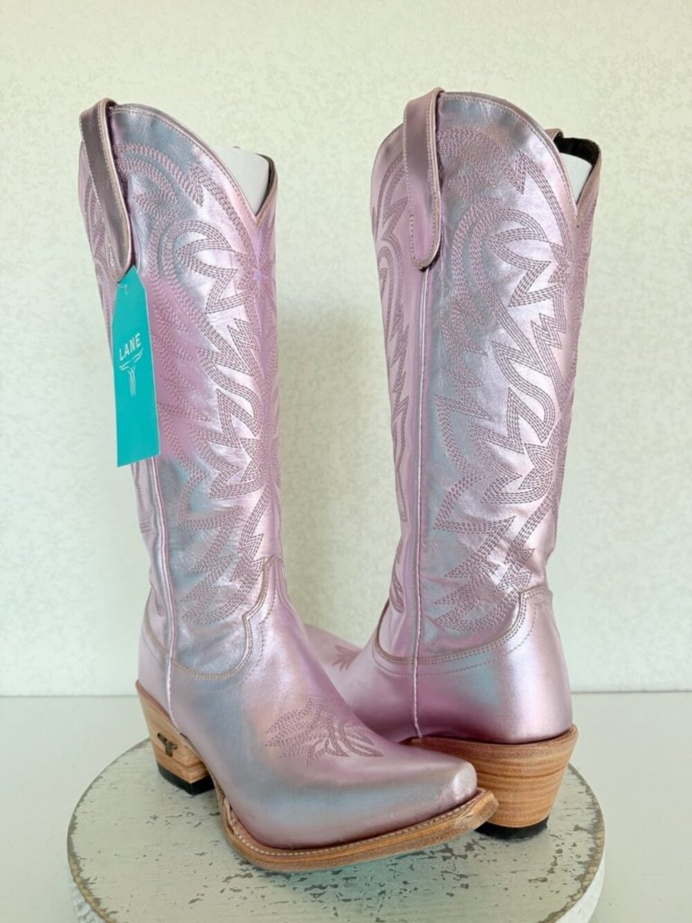Lane SMOKESHOW Purple Cowboy Boots Size 7.5 Western Cowgirl Mid Calf Snip Toe